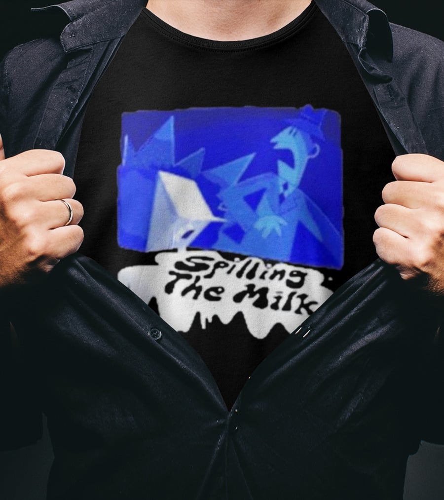Spilling The Milk Blue Businessman Cartoon T-Shirt