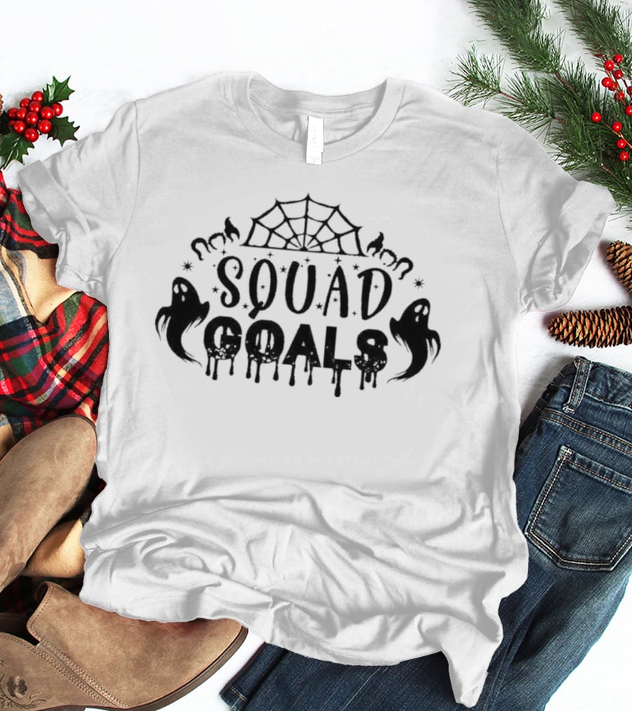 SQUAD GOALS Spooky Ghosts With Spider Web And Bats T-Shirt