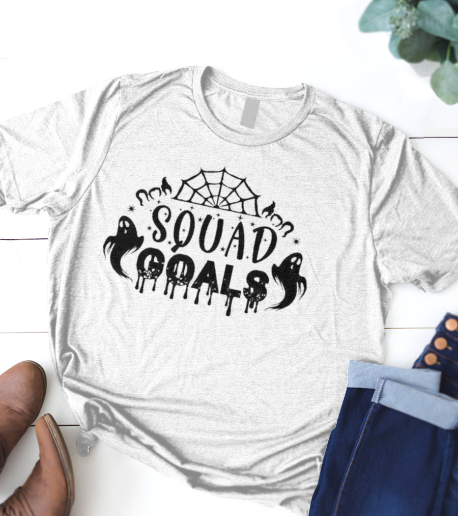 SQUAD GOALS Spooky Ghosts With Spider Web And Bats T-Shirt