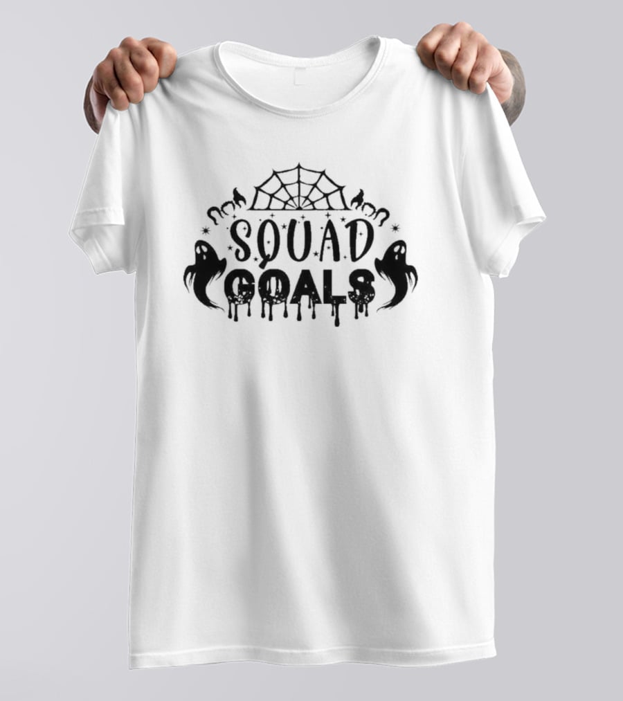 SQUAD GOALS Spooky Ghosts With Spider Web And Bats T-Shirt