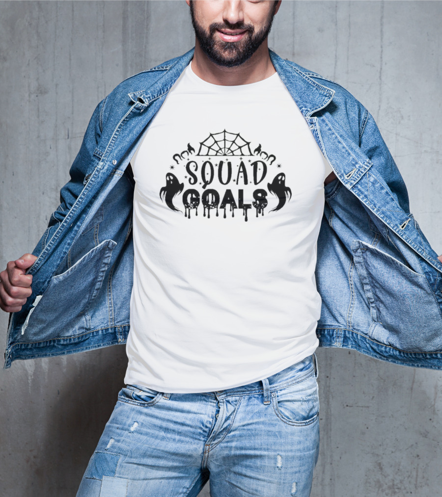 SQUAD GOALS Spooky Ghosts With Spider Web And Bats T-Shirt