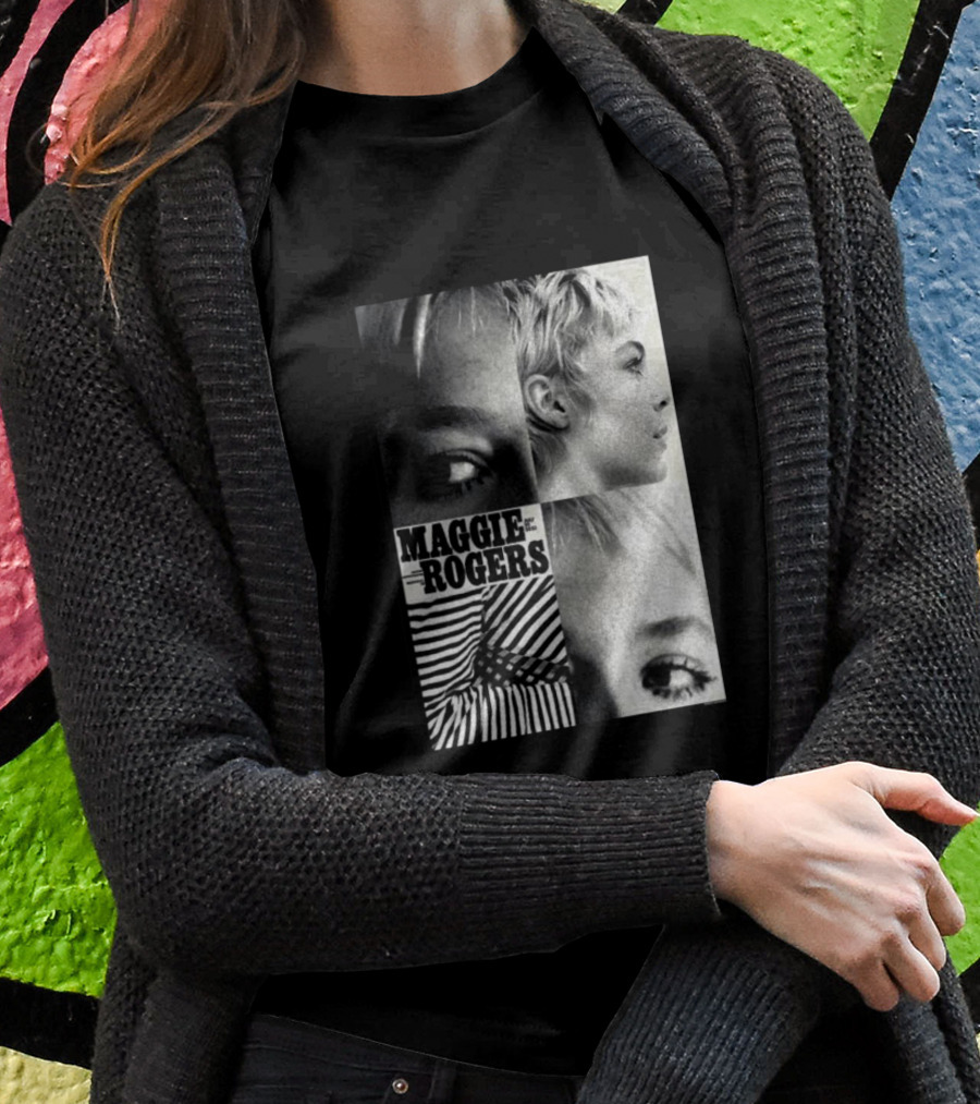Maggie Rogers Vintage Black And White Portrait Collage Nashville T-Shirt
