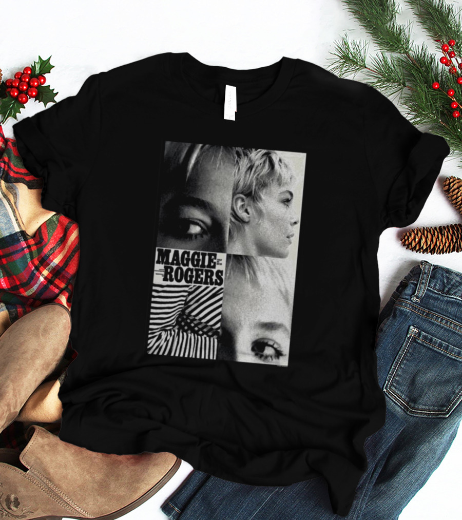 Maggie Rogers Vintage Black And White Portrait Collage Nashville T-Shirt