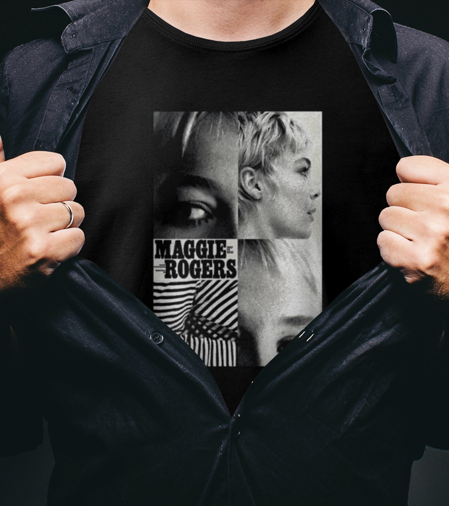 Maggie Rogers Vintage Black And White Portrait Collage Nashville T-Shirt