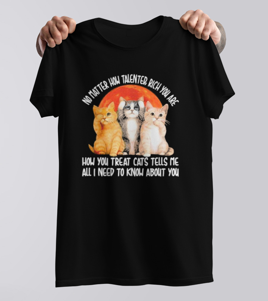 No Matter How Talented Rich You Are How You Treat Cats Tells Me All I Need To Know About You T-Shirt