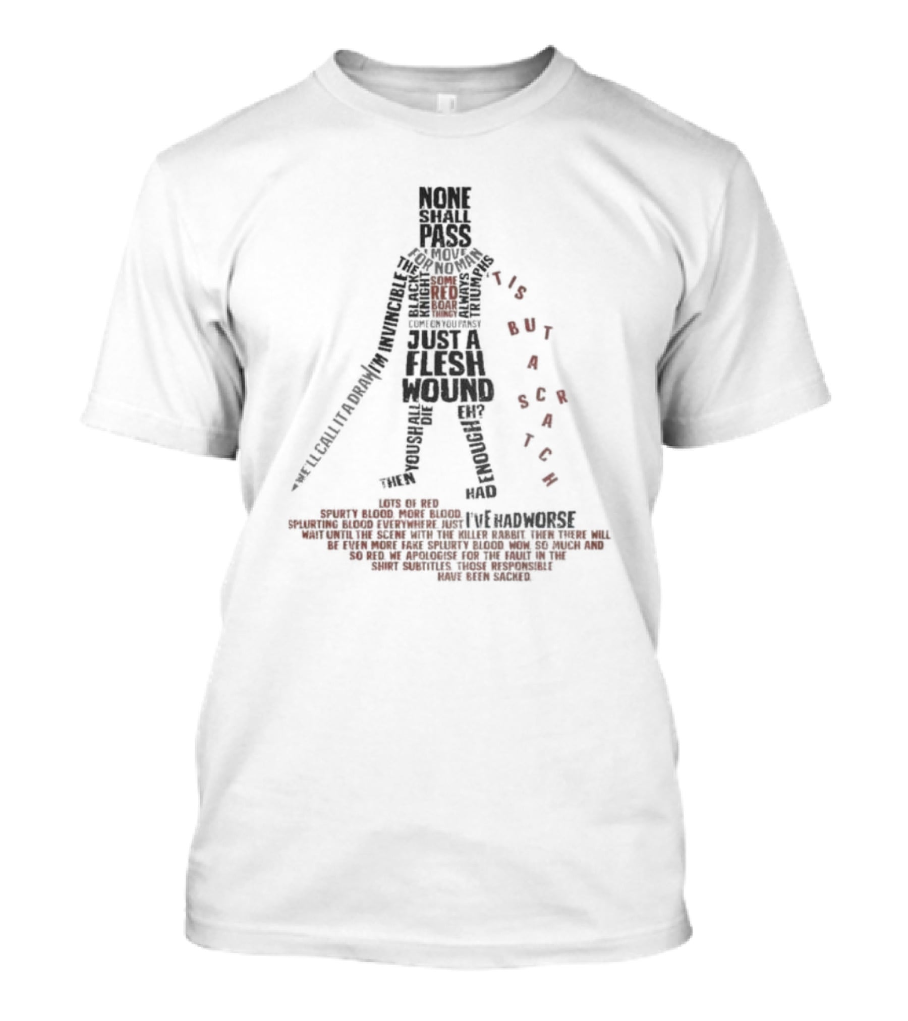 'Tis But A Flesh Wound Iconic Quotes None Shall Pass Knight T-Shirt