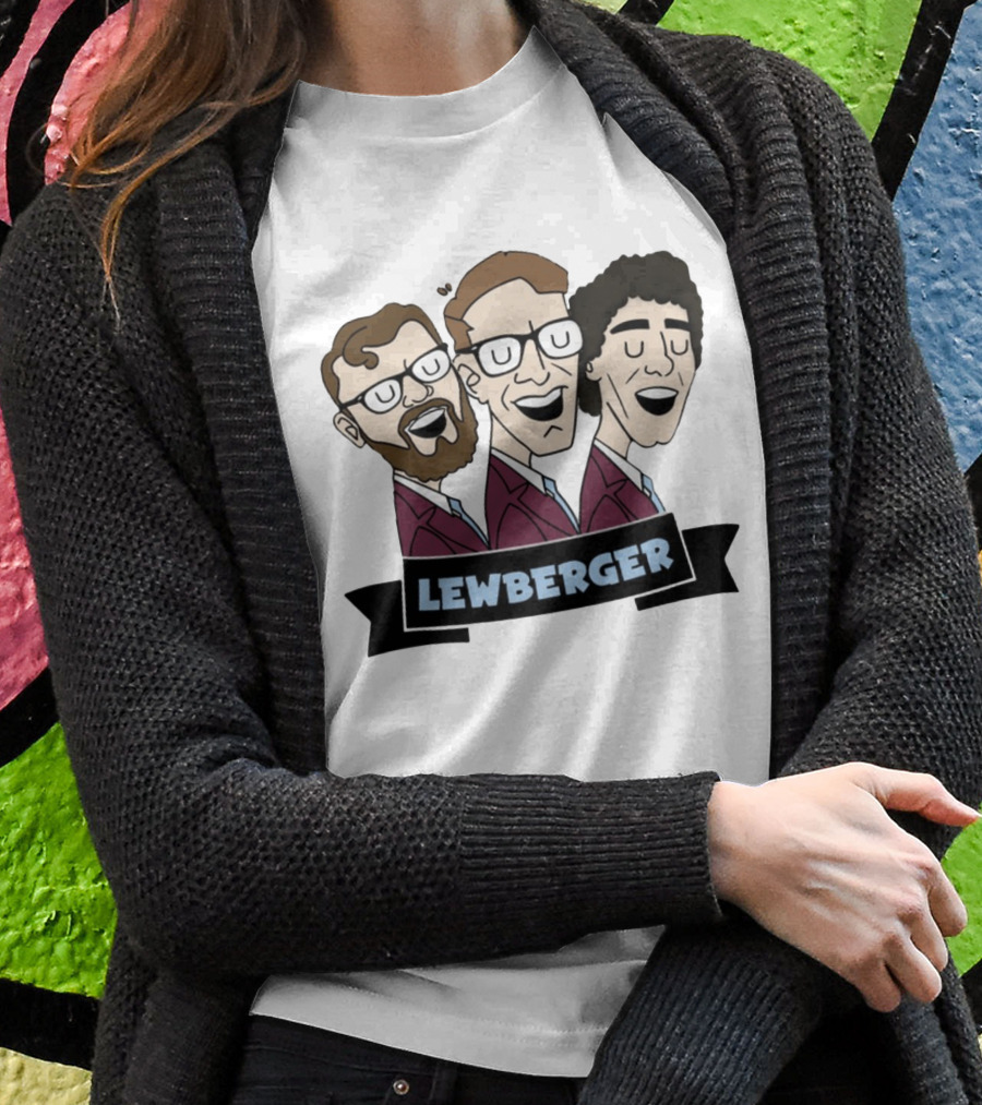 Lewberger Cartoon Trio Portrait With Glasses And Beards T-Shirt
