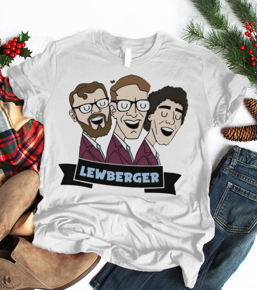 Lewberger Cartoon Trio Portrait With Glasses And Beards T-Shirt