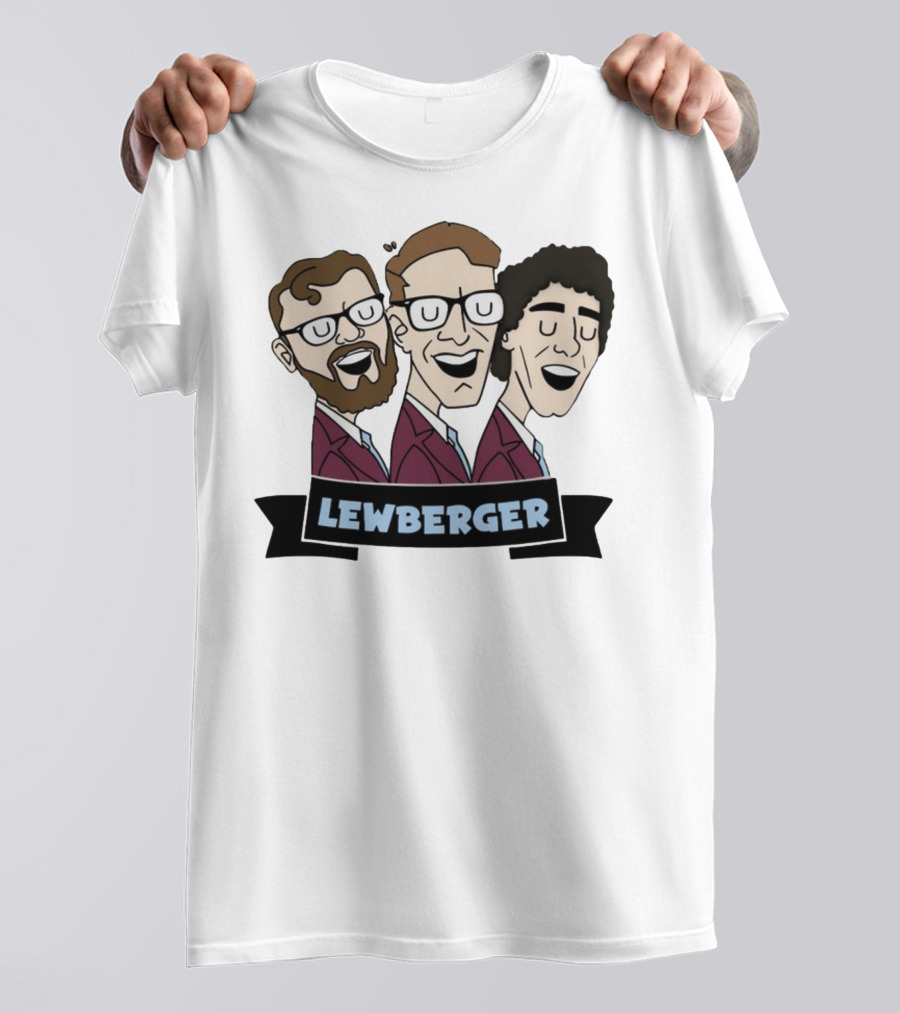 Lewberger Cartoon Trio Portrait With Glasses And Beards T-Shirt