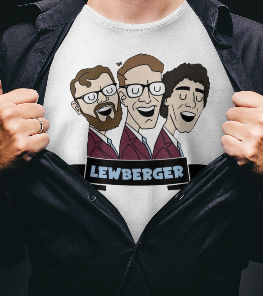 Lewberger Cartoon Trio Portrait With Glasses And Beards T-Shirt
