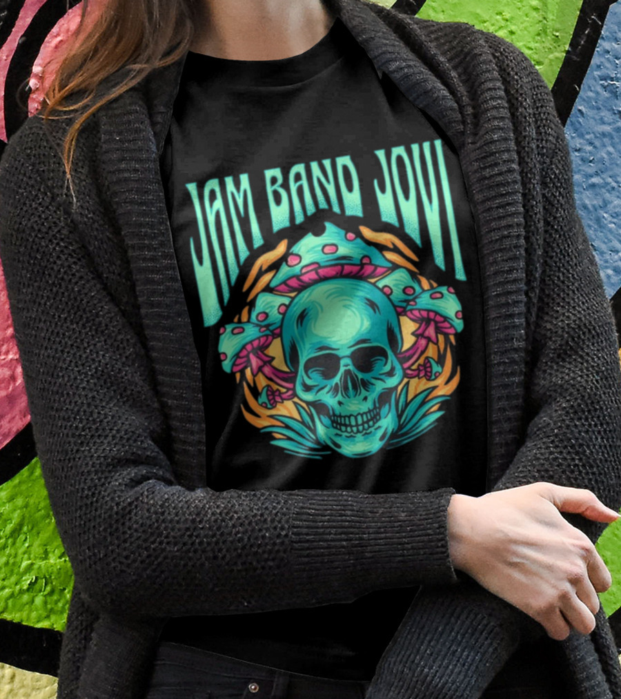 Jam Band Jovi Psychedelic Skull And Mushrooms T-Shirt