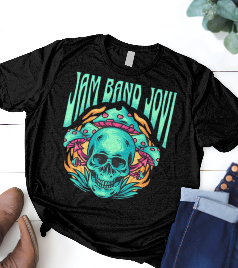 Jam Band Jovi Psychedelic Skull And Mushrooms T-Shirt