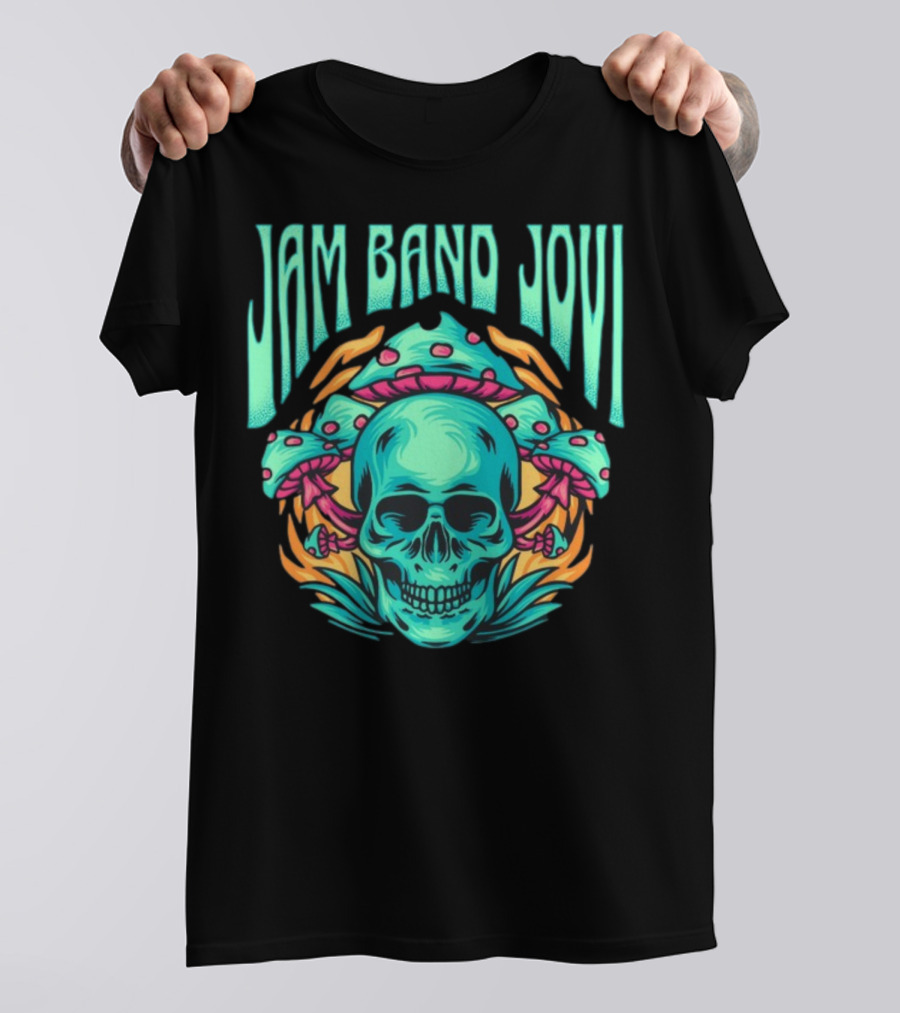 Jam Band Jovi Psychedelic Skull And Mushrooms T-Shirt