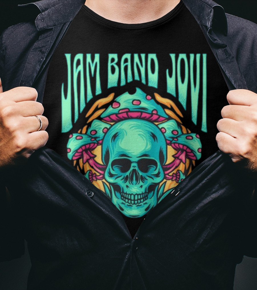 Jam Band Jovi Psychedelic Skull And Mushrooms T-Shirt
