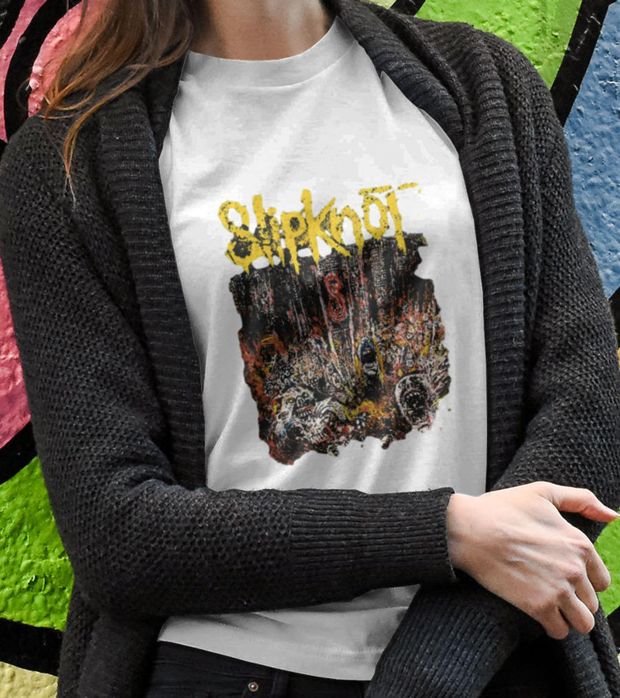 Slipknot Live At MSG Concert Art With Number 8 Grunge T-Shirt