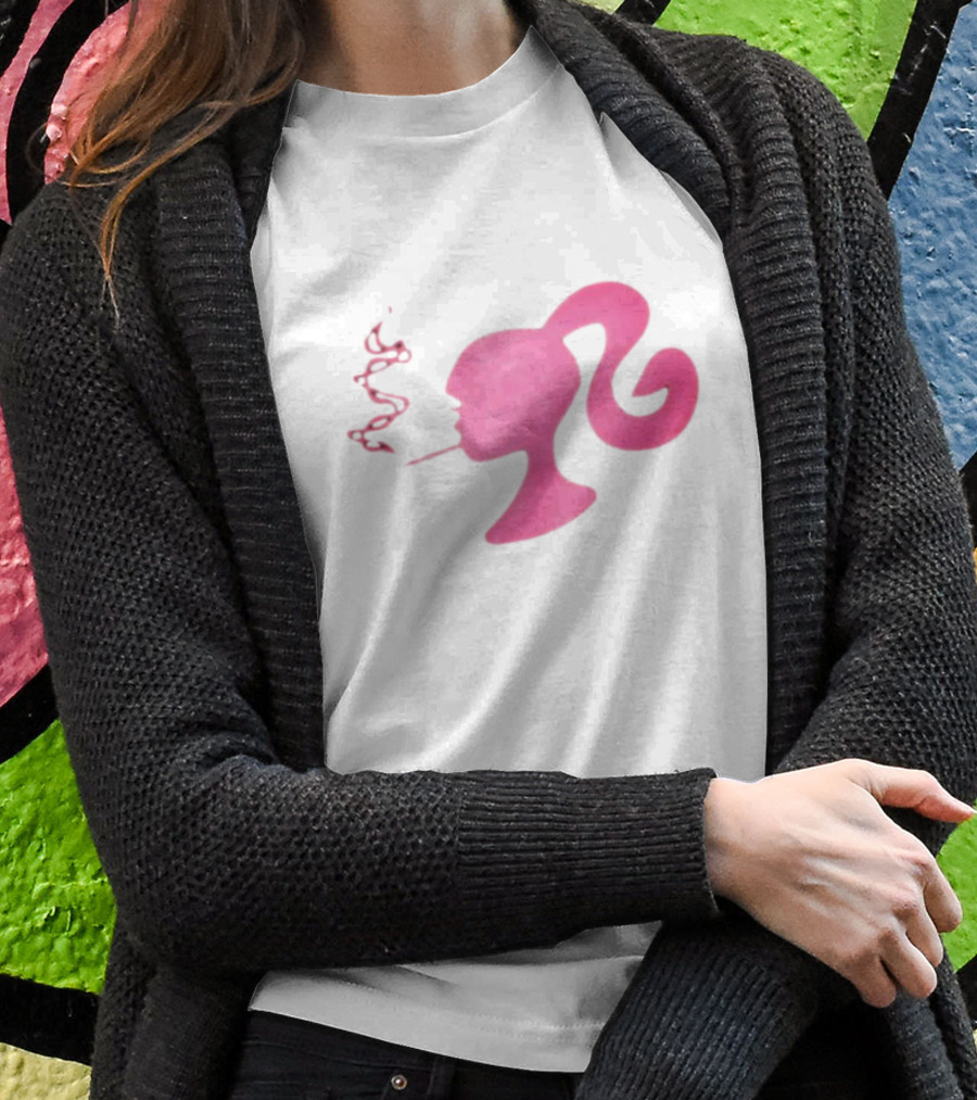 Smoking Pink Silhouette Barbie T-Shirt