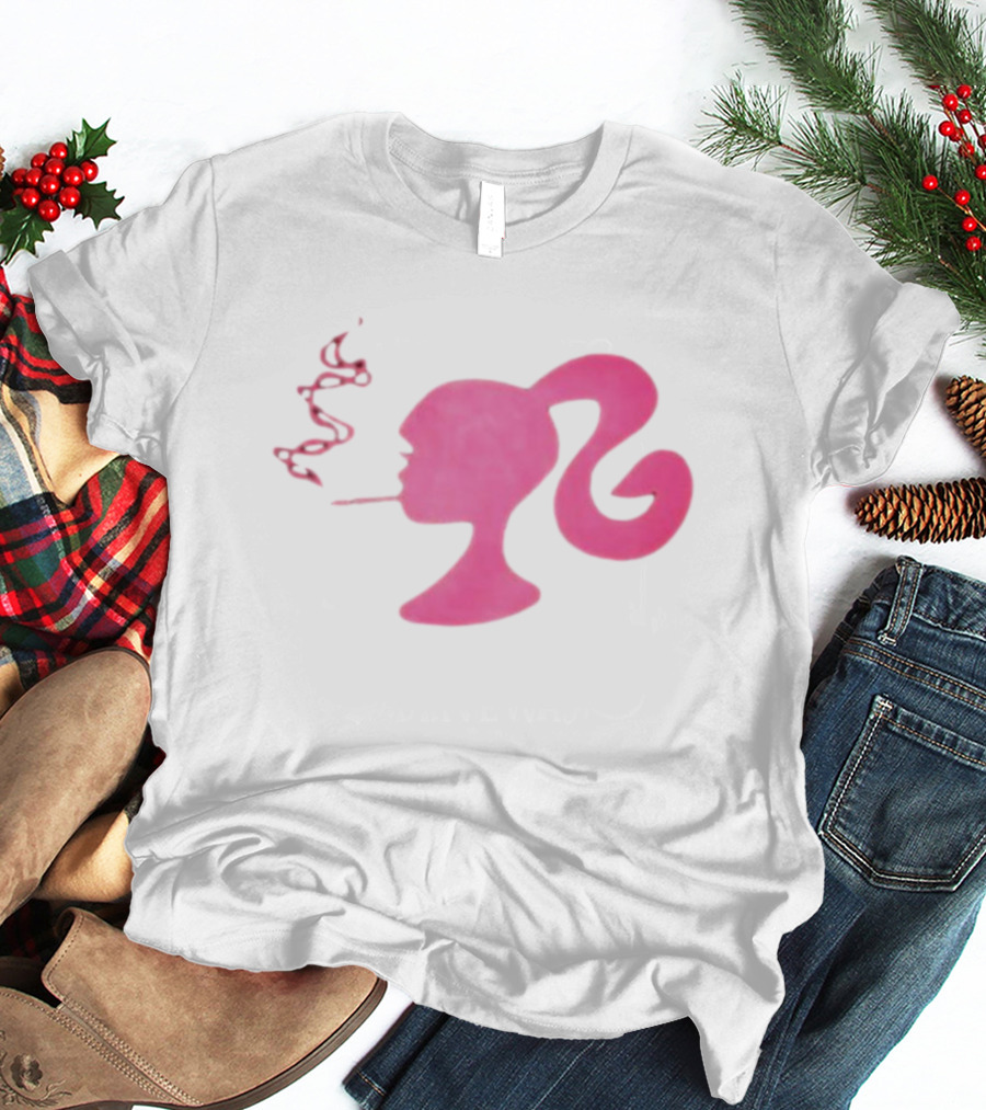 Smoking Pink Silhouette Barbie T-Shirt