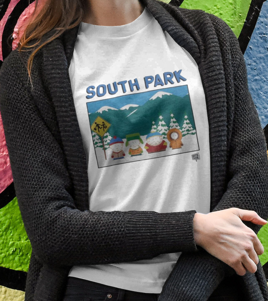 SOUTH PARK Characters In Winter Mountain Scene T-Shirt