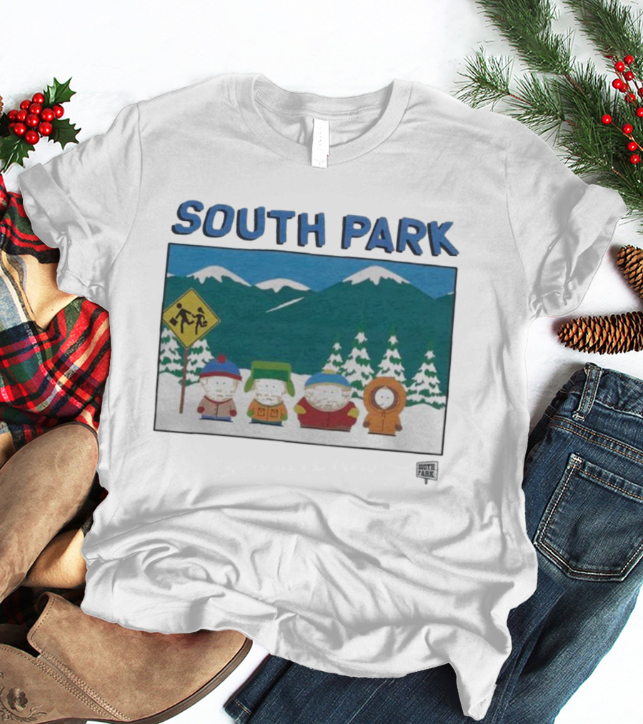SOUTH PARK Characters In Winter Mountain Scene T-Shirt