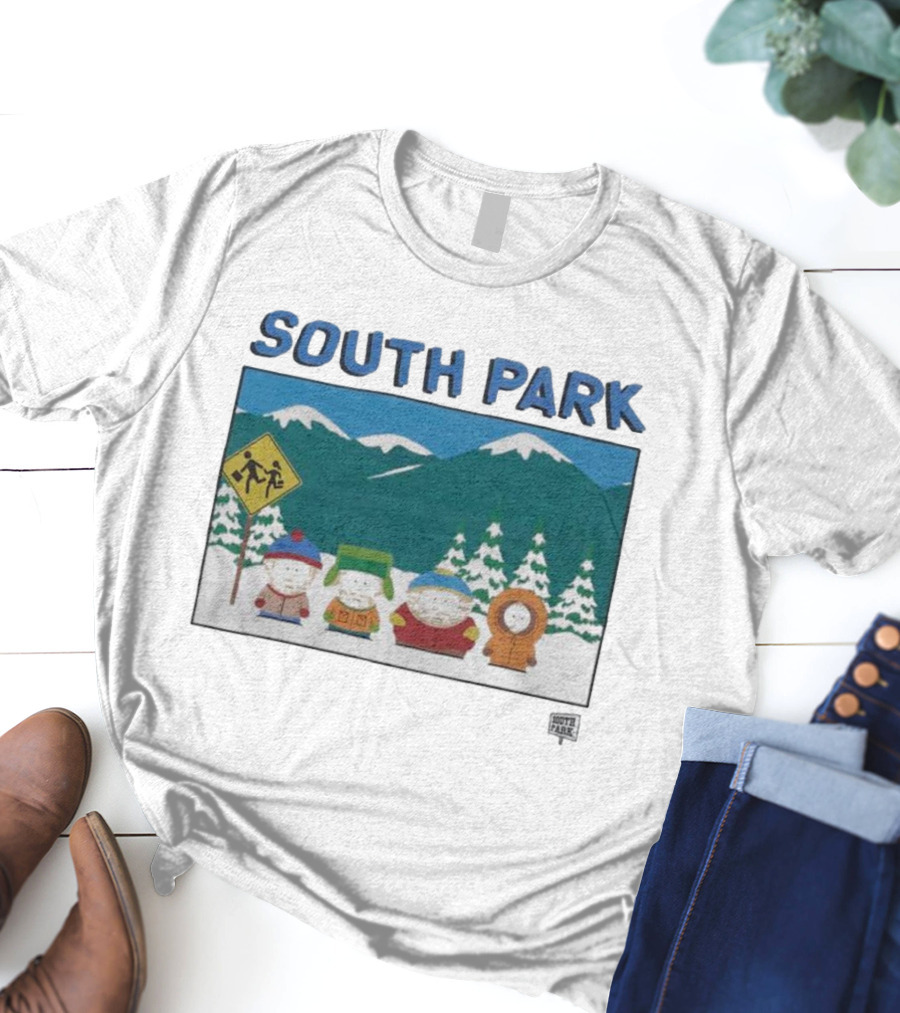 SOUTH PARK Characters In Winter Mountain Scene T-Shirt