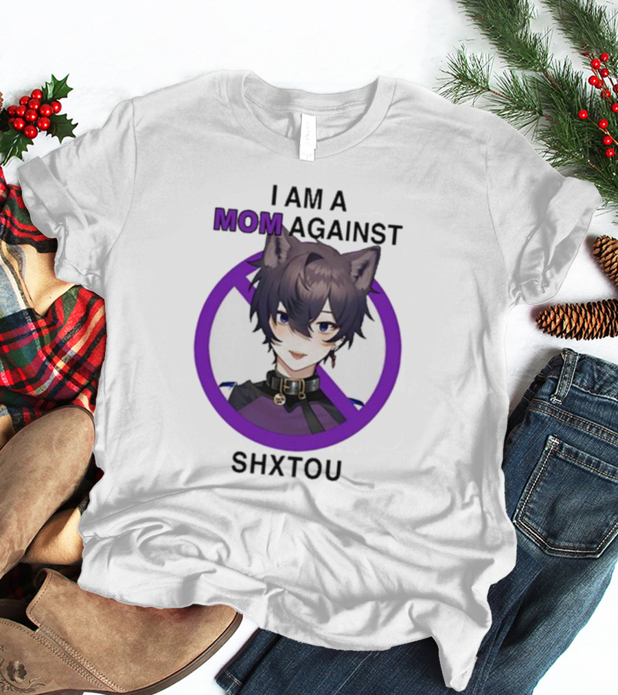 I Am A Mom Against Shxtou Character With Crossed Circle T-Shirt