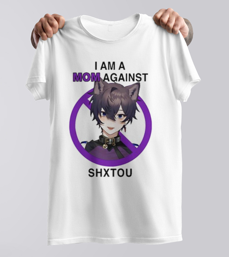 I Am A Mom Against Shxtou Character With Crossed Circle T-Shirt