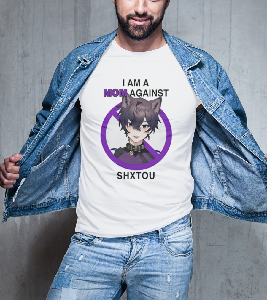 I Am A Mom Against Shxtou Character With Crossed Circle T-Shirt