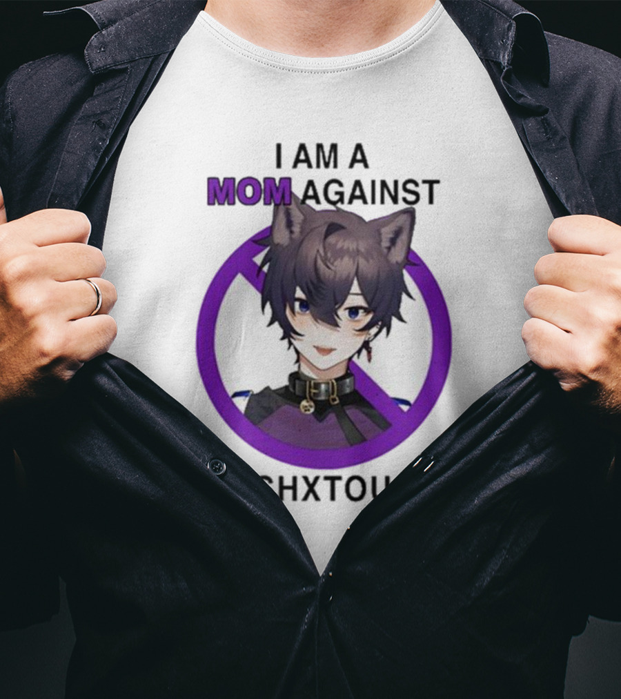 I Am A Mom Against Shxtou Character With Crossed Circle T-Shirt