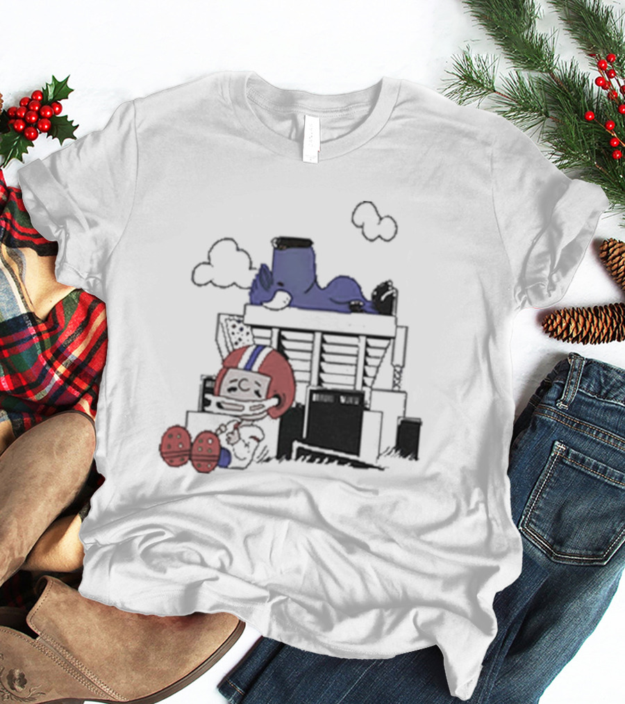 26 Shop Waiting The Season Football-Themed Nostalgic Cloud Scene T-Shirt