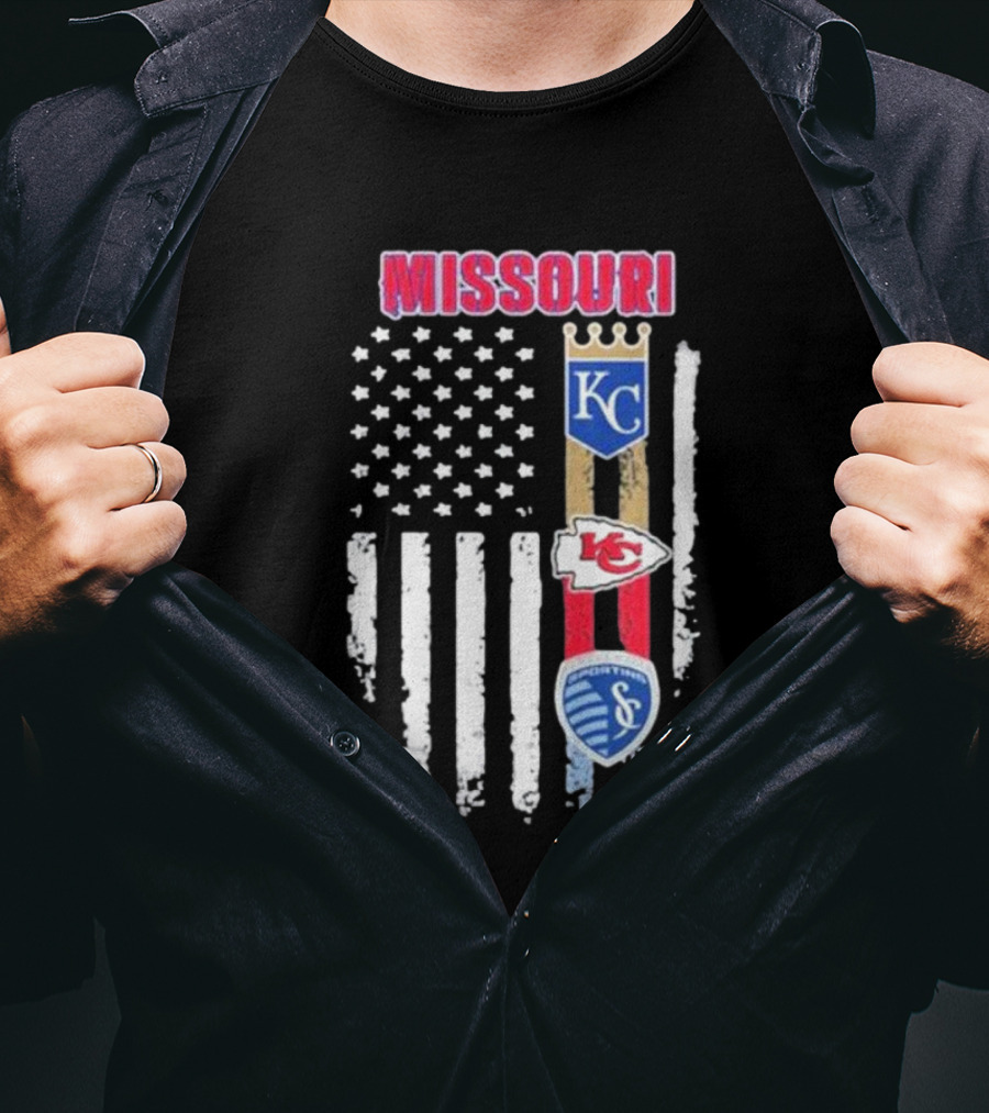 Missouri Kansas City Chiefs Royals Sporting Flag T-Shirt