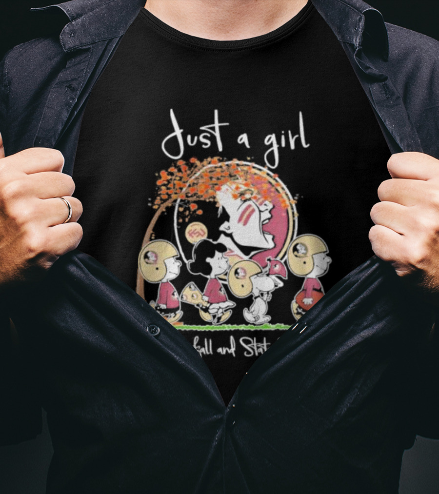 Just A Girl Who Loves Fall And State Seminoles Peanuts Characters T-Shirt