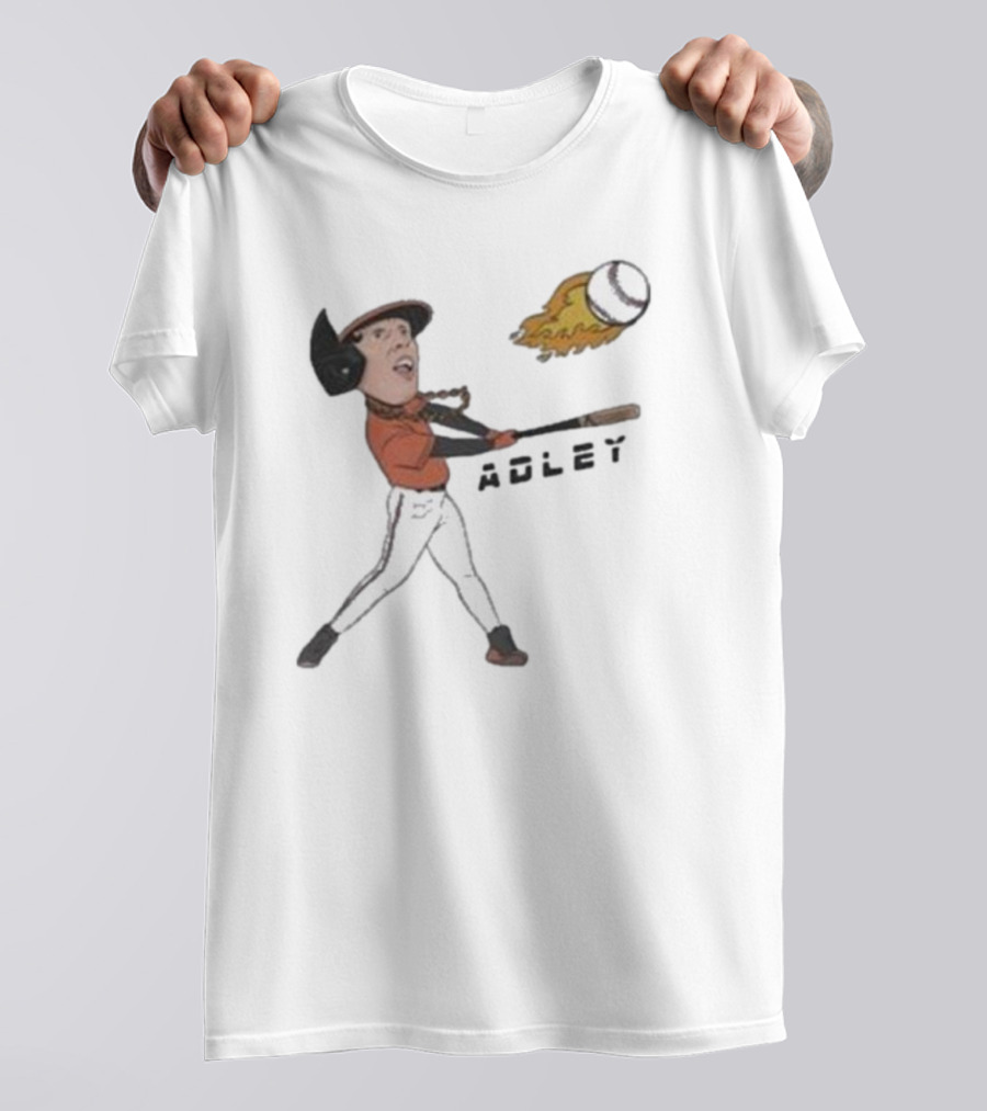 Adley Rutschman Baseball Fire Swing Action T-Shirt