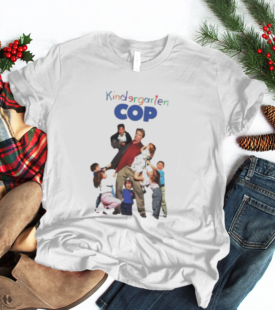 Kindergarten Cop Starring Arnold Schwarzenegger Surrounded By Kids In Colorful Letters T-Shirt