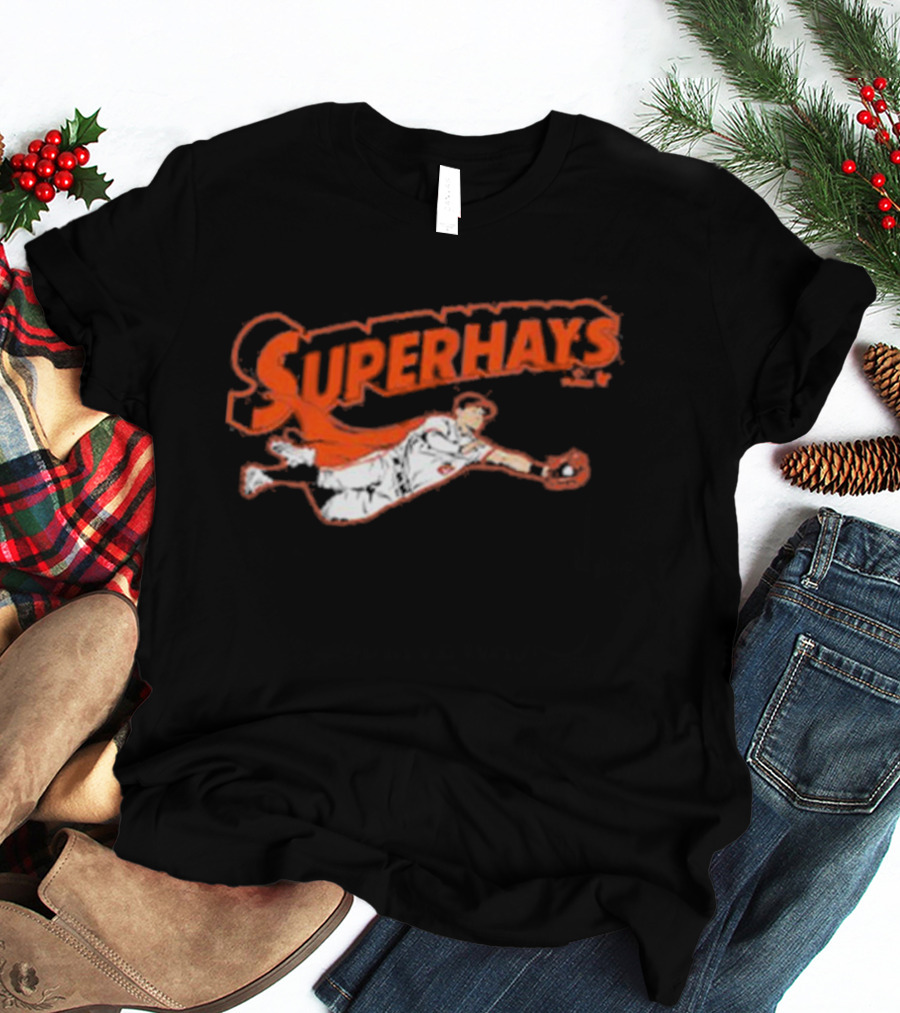 Superhays Austin Hays Baseball Flying Action T-Shirt