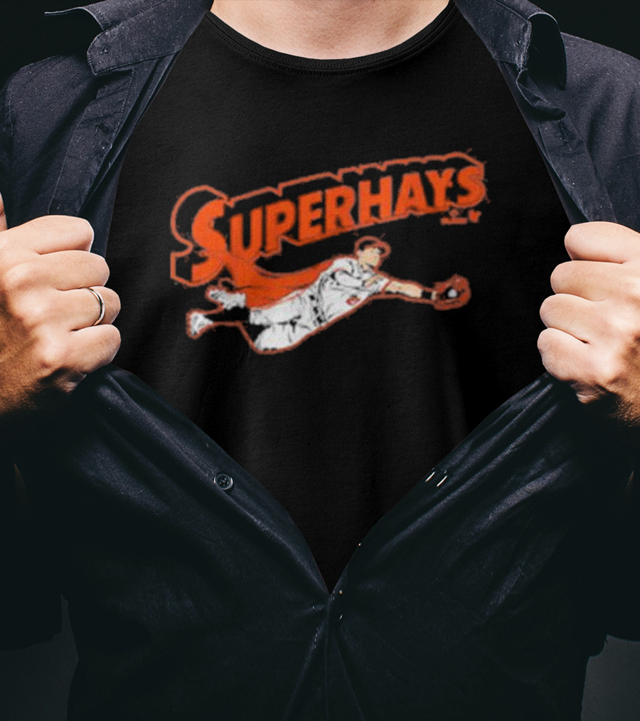 Superhays Austin Hays Baseball Flying Action T-Shirt