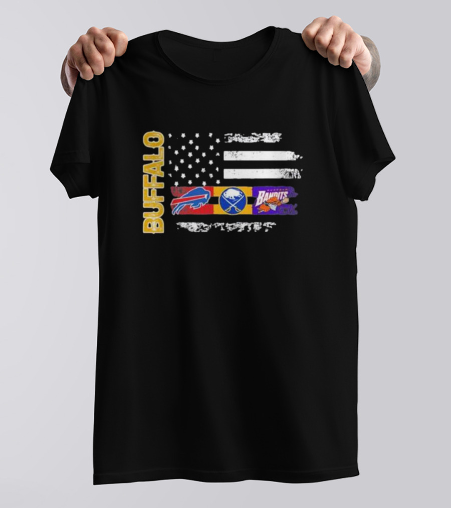 Buffalo Bills Sabres Bandits US Flag Buffalo T-Shirt