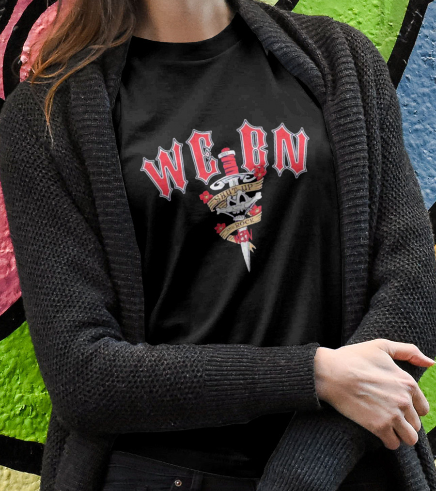 WEBN Shut Up And Rock Tattoo Skull Dagger T-Shirt