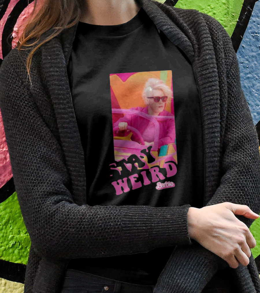 Barbie Movie Stay Weird Pink Jacket Sunglasses T-Shirt