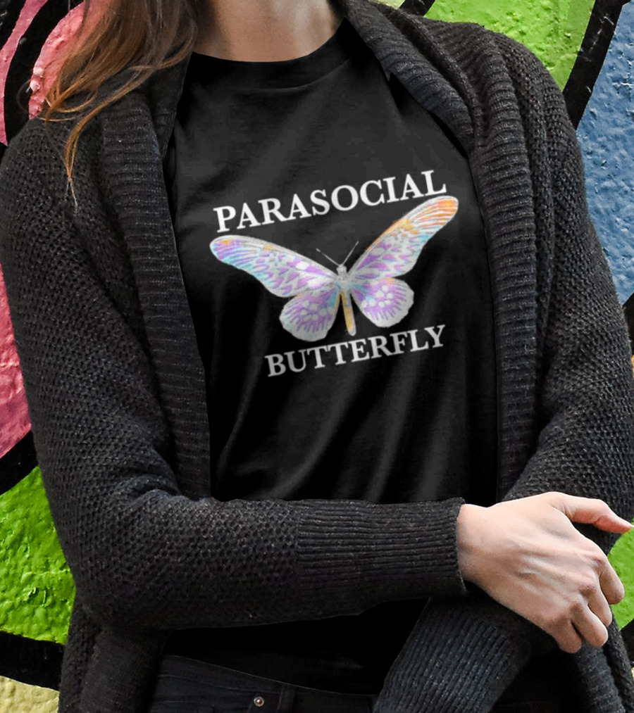 Parasocial Butterfly Rainbow Holographic T-Shirt