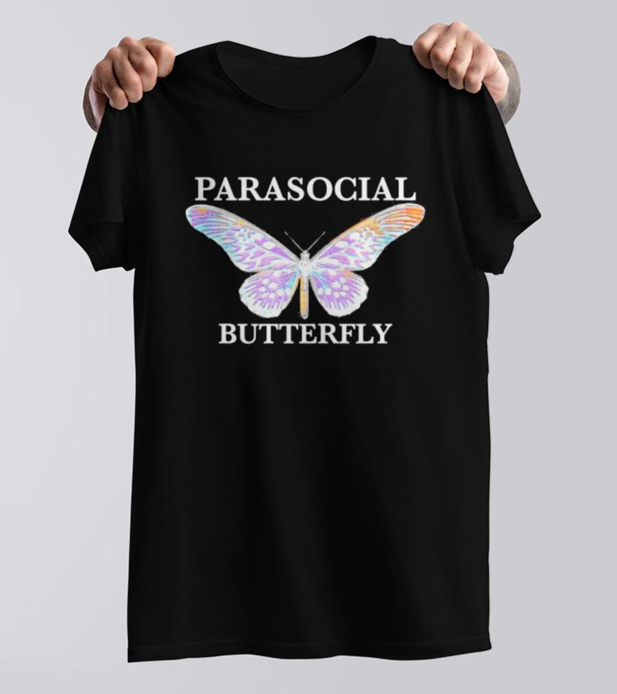 Parasocial Butterfly Rainbow Holographic T-Shirt
