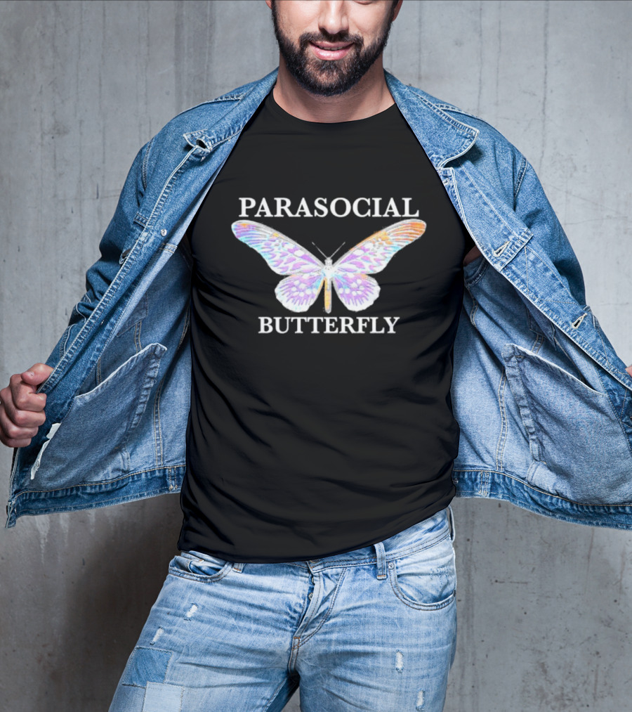 Parasocial Butterfly Rainbow Holographic T-Shirt