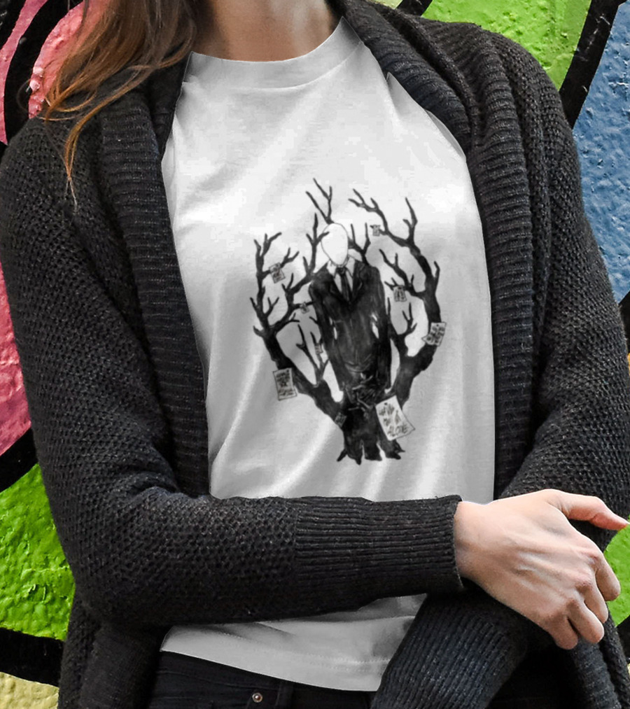 Slenderman III Halloween Tree Branches Cards T-Shirt