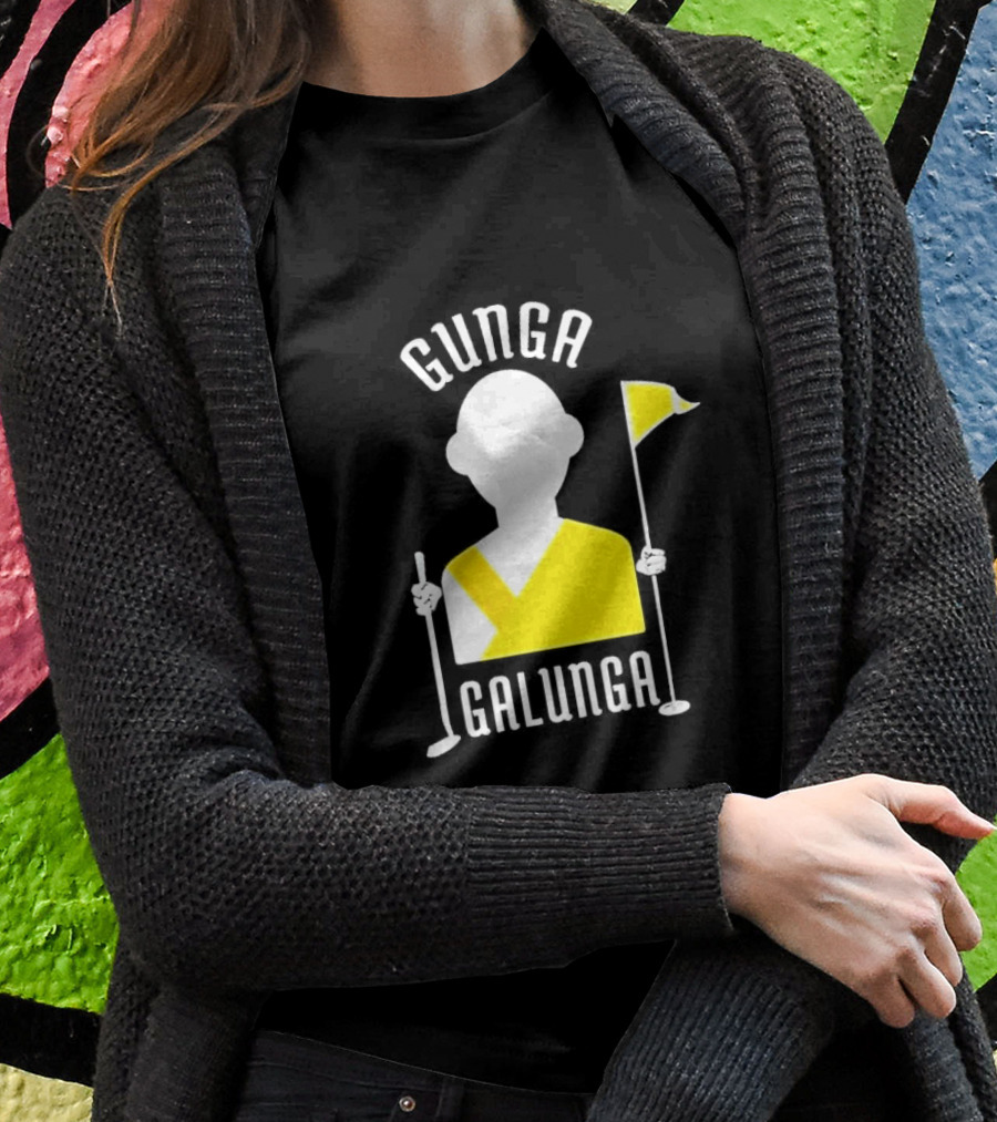 Gunga Galunga Golf Monk Icon With Clubs And Flag T-Shirt