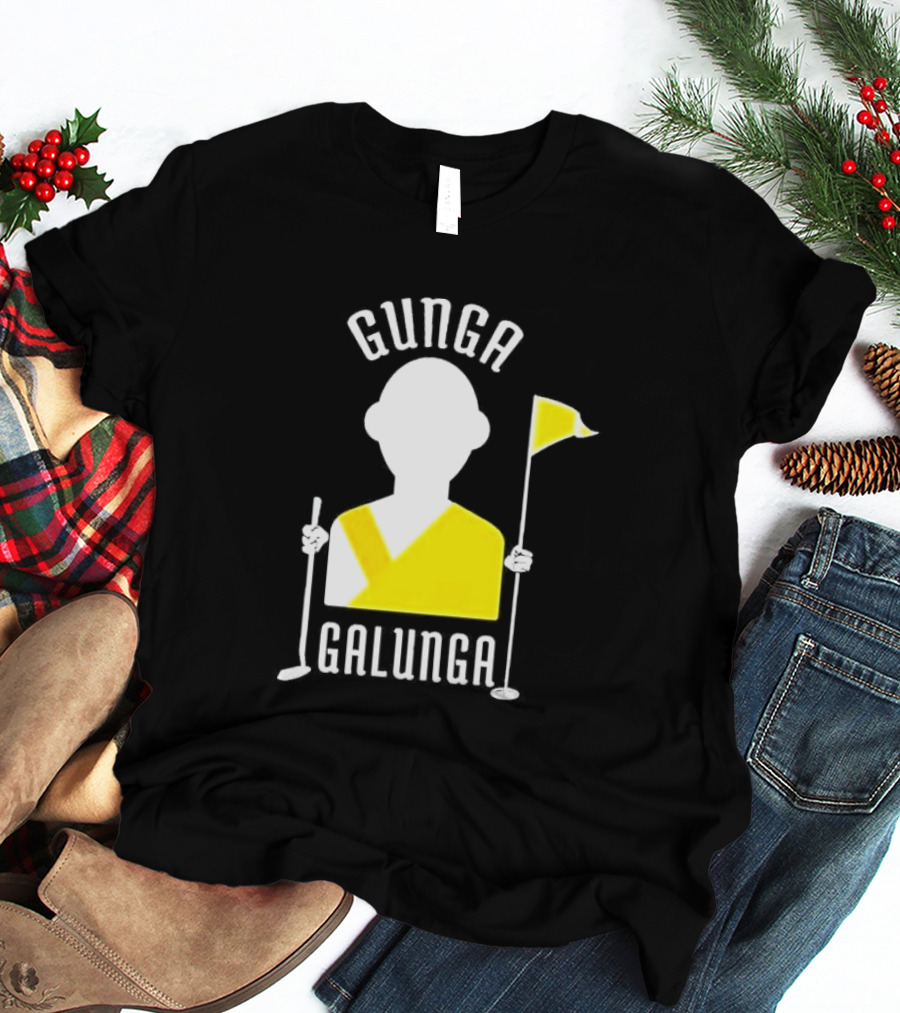 Gunga Galunga Golf Monk Icon With Clubs And Flag T-Shirt