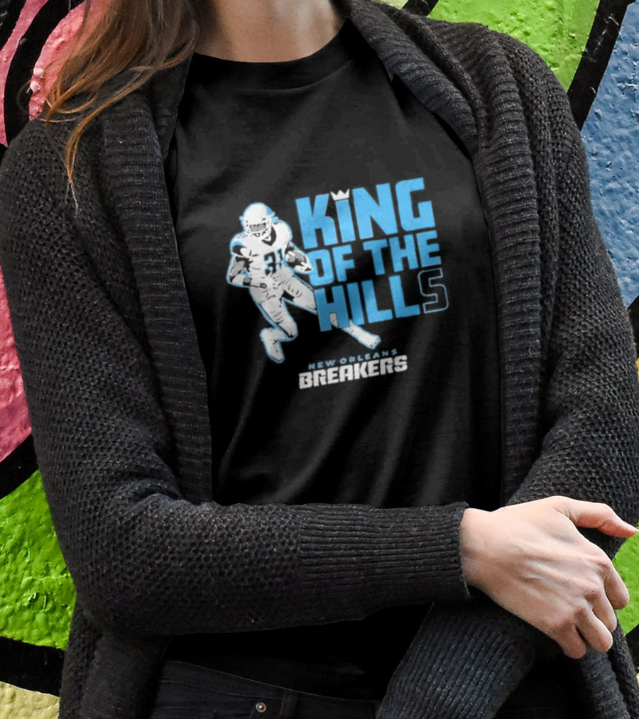New Orleans Breakers King Of The Hills Football Player Action T-Shirt