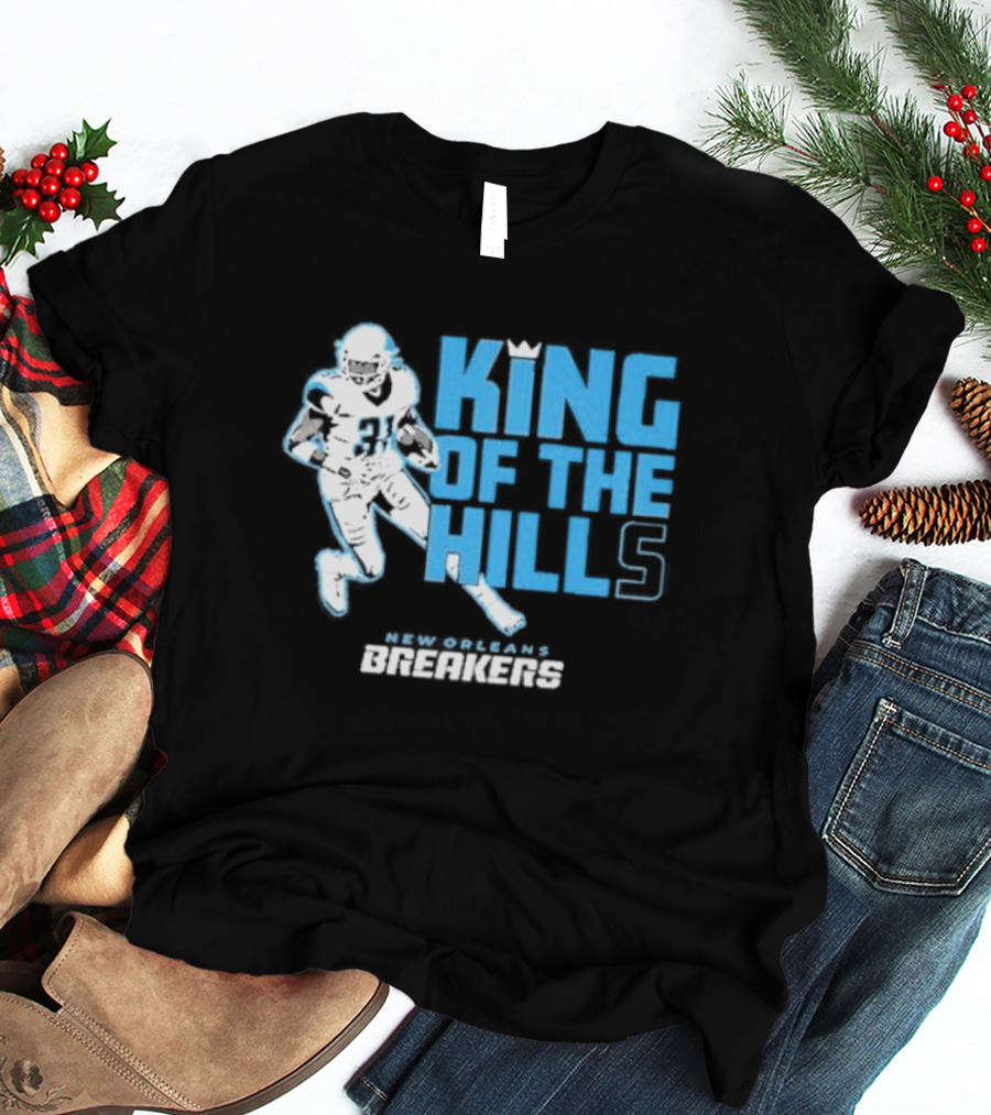 New Orleans Breakers King Of The Hills Football Player Action T-Shirt