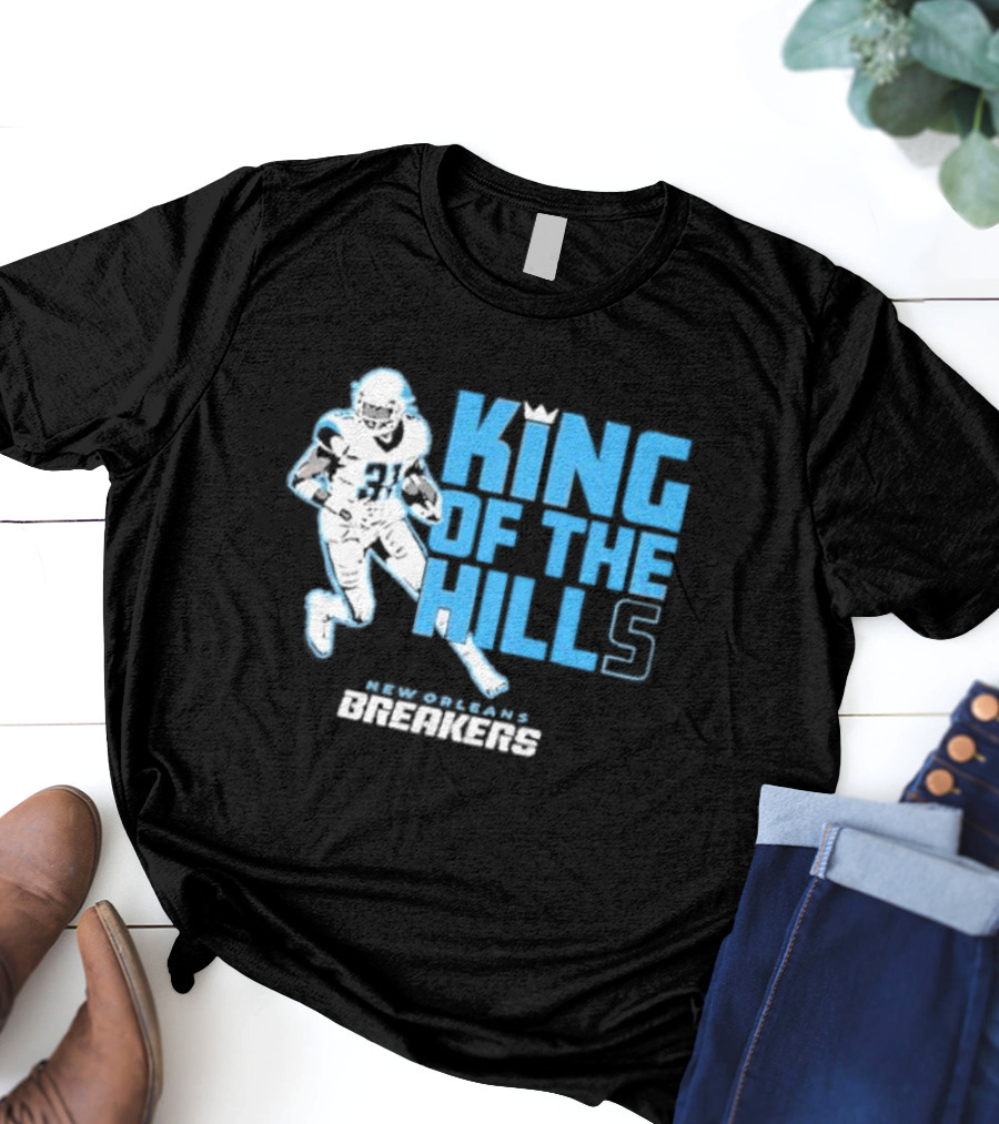 New Orleans Breakers King Of The Hills Football Player Action T-Shirt