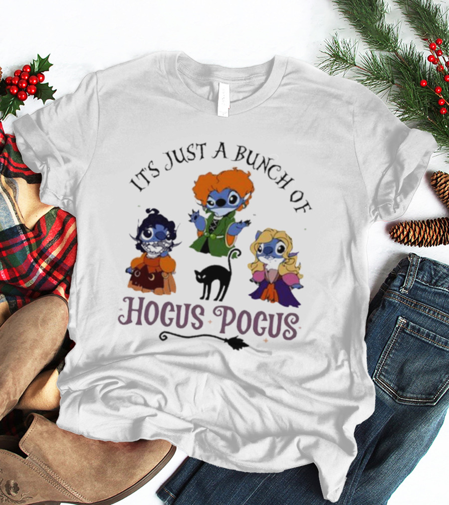 It's Just A Bunch Of Hocus Pocus Halloween Stitch Characters T-Shirt