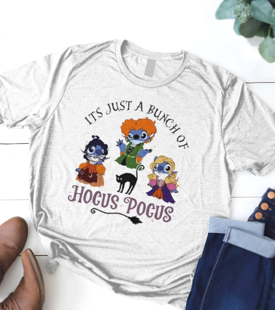 It's Just A Bunch Of Hocus Pocus Halloween Stitch Characters T-Shirt