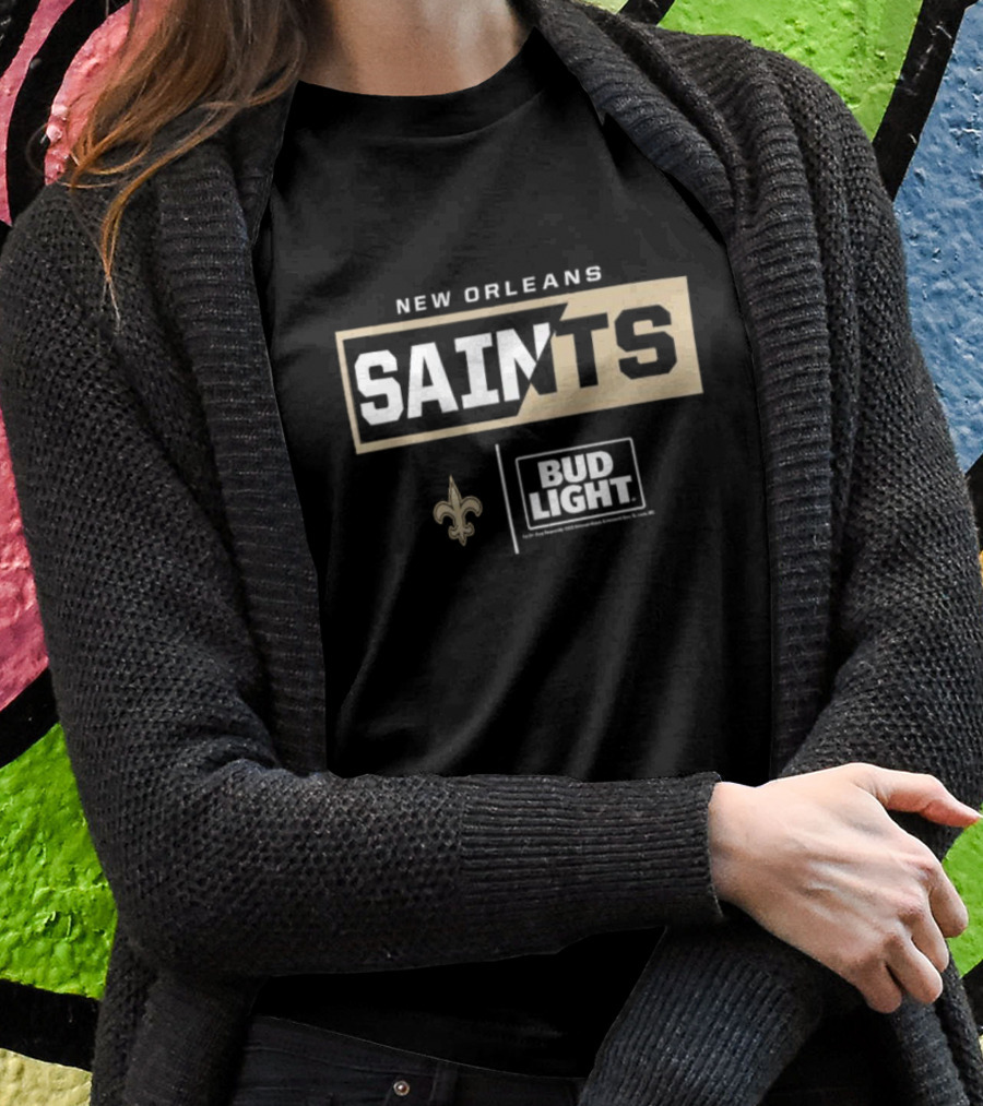 New Orleans Saints Bud Light Fleur-De-Lis NFL Collaboration T-Shirt